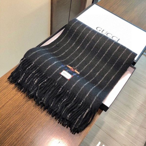 定番 グッチ 男女OK!GGマーク ストライプ ウールマフラー guq35149 - 画像 (2)