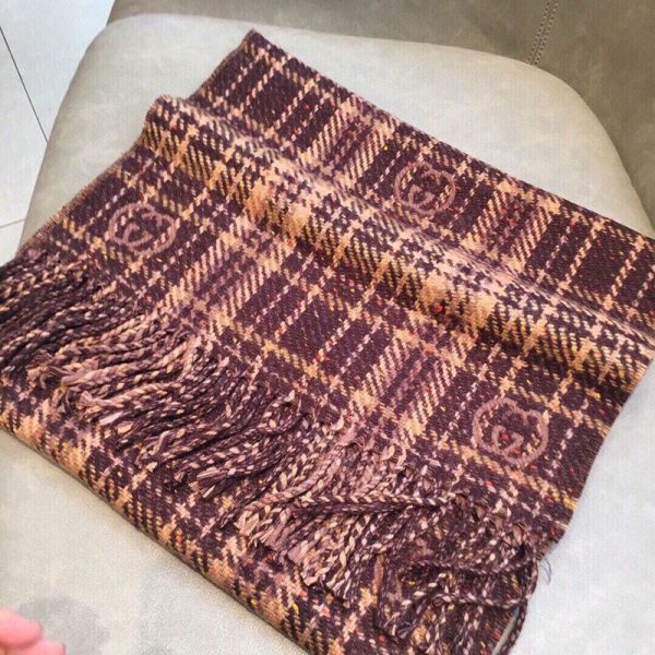 争奪戦 グッチ チェック カシミヤ スカーフ gue81533 - 画像 (3)