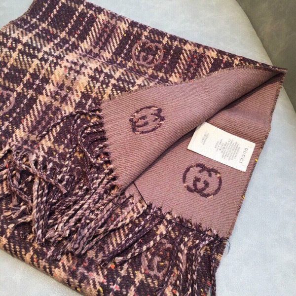 争奪戦 グッチ チェック カシミヤ スカーフ gue81533 - 画像 (4)