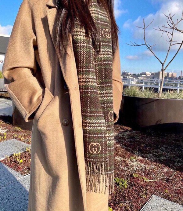 目を惹くカラー グッチ チェック カシミヤ スカーフ gus90494 - 画像 (2)