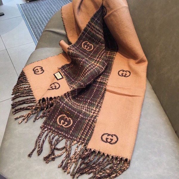 目を惹くカラー グッチ チェック カシミヤ スカーフ gus90494 - 画像 (5)