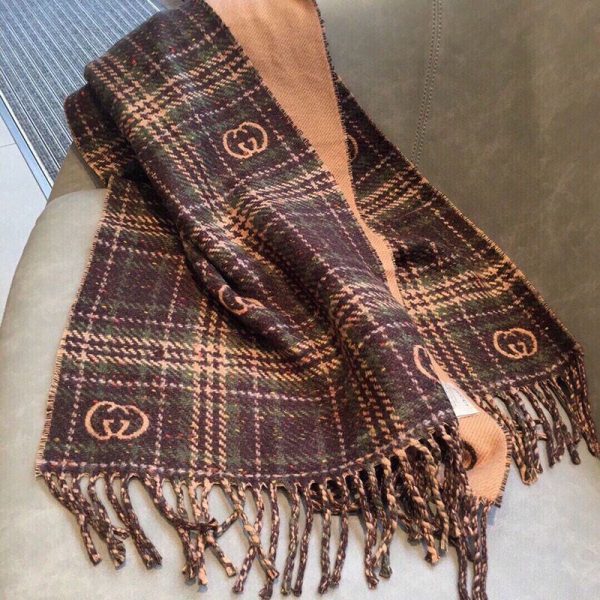 目を惹くカラー グッチ チェック カシミヤ スカーフ gus90494 - 画像 (6)