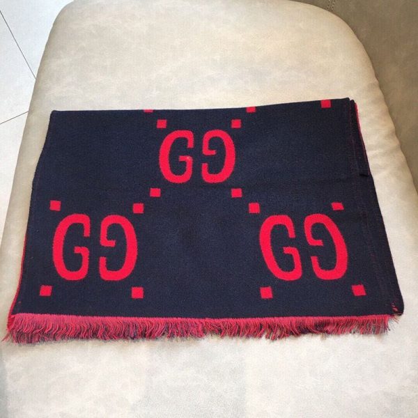 超希少！グッチ★GGウール ラメ ジャカード スカーフ/マフラー guj67361 - 画像 (2)
