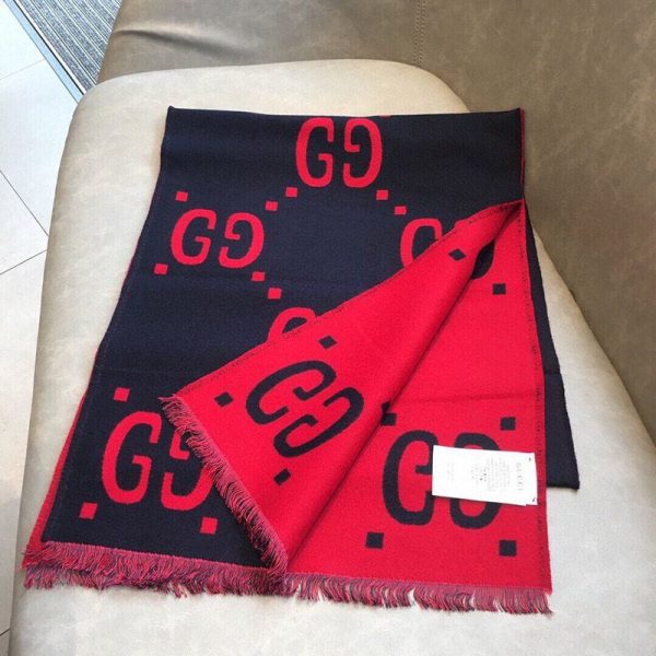 超希少！グッチ★GGウール ラメ ジャカード スカーフ/マフラー guj67361 - 画像 (4)