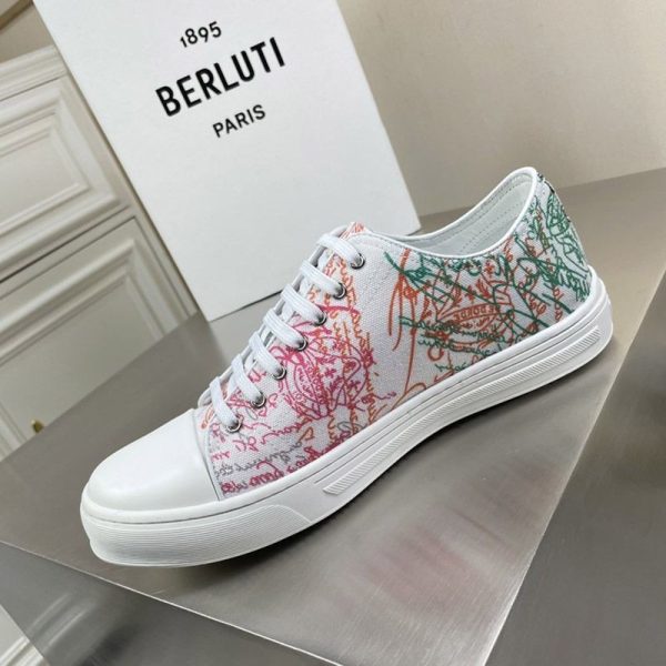 大人気！ベルルッティ スニーカー21ss*スクリットキャンバスローカット bew80397 - 画像 (4)