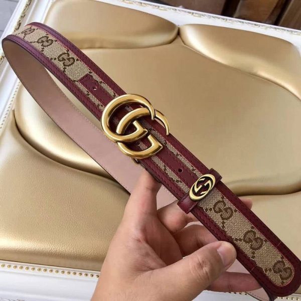 ☆超人気☆グッチ 偽物 キャンバスGG柄ベルトダークブラウン 3.5cm幅 gub50230 - 画像 (4)