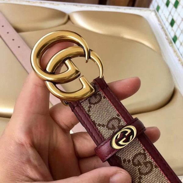 ☆超人気☆グッチ 偽物 キャンバスGG柄ベルトダークブラウン 3.5cm幅 gub50230 - 画像 (5)