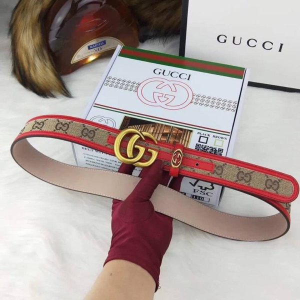 一目惚れ♪ グッチ  キャンバスGG柄ベルト コピーダークブラウン レディース 35mm gup63005 - 画像 (2)