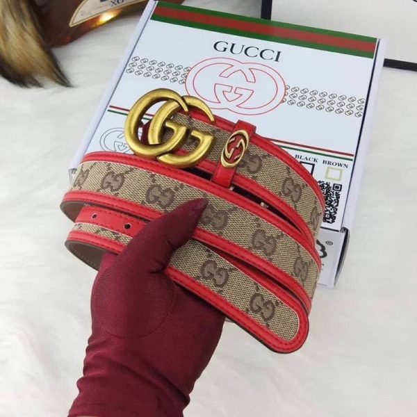 一目惚れ♪ グッチ  キャンバスGG柄ベルト コピーダークブラウン レディース 35mm gup63005 - 画像 (4)