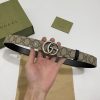 21-21AW新作 グッチ  キャンバスGG柄ベルトダークブラウン レディース 35mm guk76514 - 画像 (2)