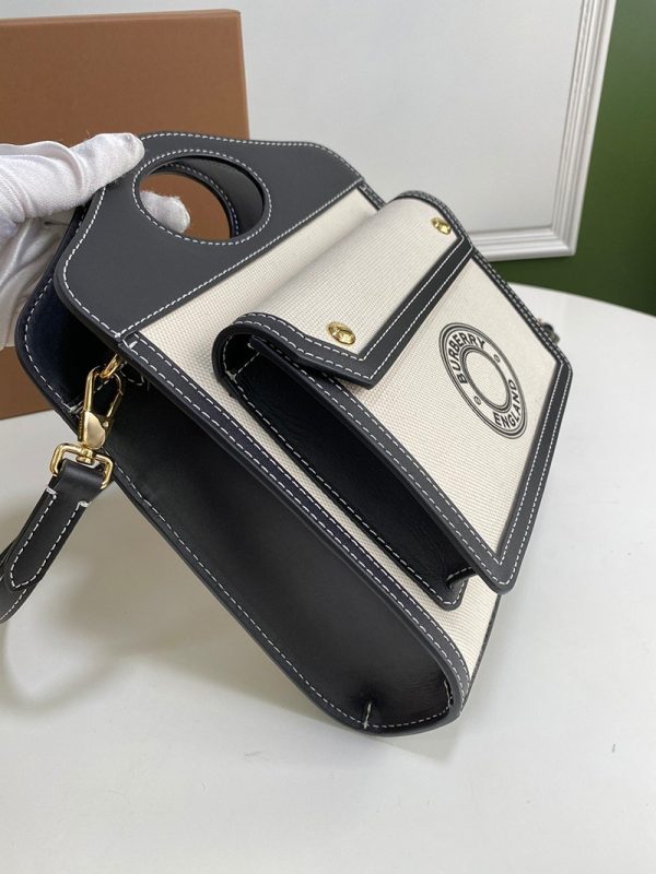 日本未入荷【バーバリー ポケットバッグ 偽物】ミニ ツートン キャンバス＆レザー Baj66149 - 画像 (6)