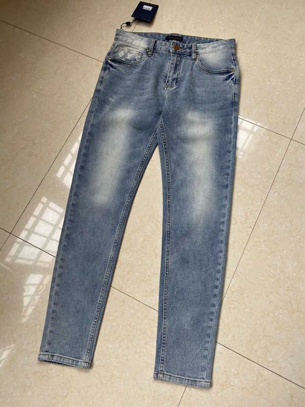 【日本未発売】ルイヴィトン デニムパンツ 偽物 モノグラムパッチワーク vun42414 - 画像 (2)