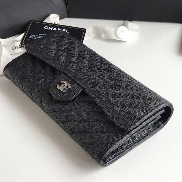 希少限定品 シャネル 二折りカブセ長財布 キャビア sho32812 - 画像 (3)