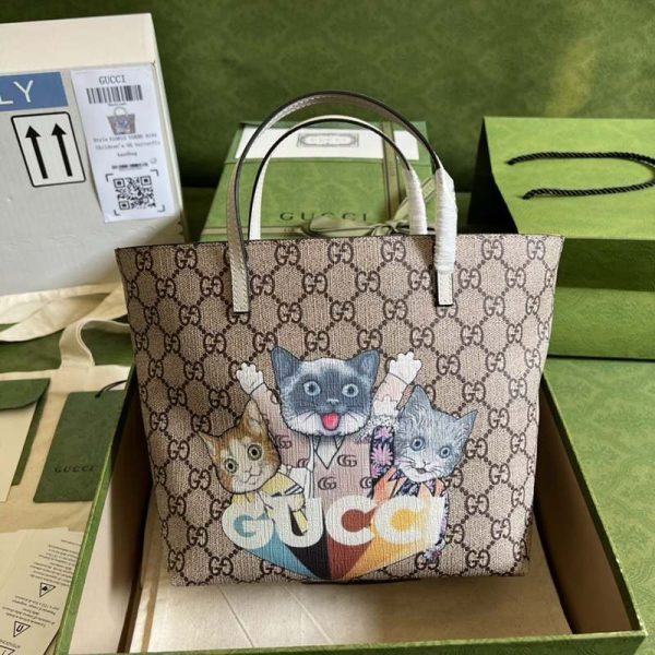 大人気！グッチ ヒグチユウコ 偽物 チルドレンズ キャット GGスプリーム トートバッグ 2色 guk22134 - 画像 (2)