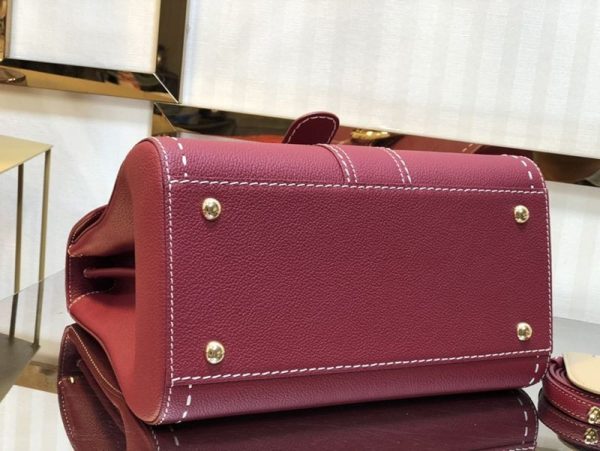 希少色【デルボー スーパーコピー】ブリヨン Ivoryステッチ ミディアムハンドバッグ Dei26018 - 画像 (4)
