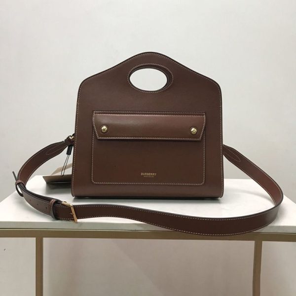 ★日本!!人気！バーバリー 偽物 スモール トップステッチレザー ポケットトート 80367451