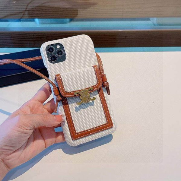 ☆超人気☆セリーヌ☆iPhone12/13 pro ケース 偽物♪ストラップ付き Cek61745 - 画像 (2)