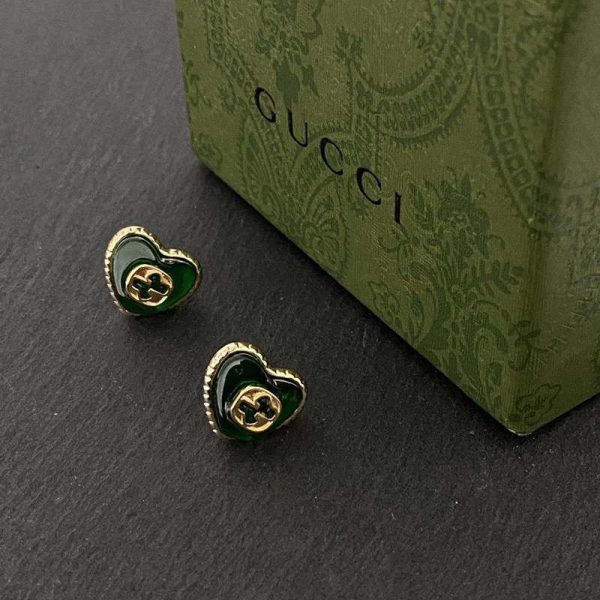 超希少！グッチ★インターロッキングG エナメル ハート付き ピアス guo34950 - 画像 (6)