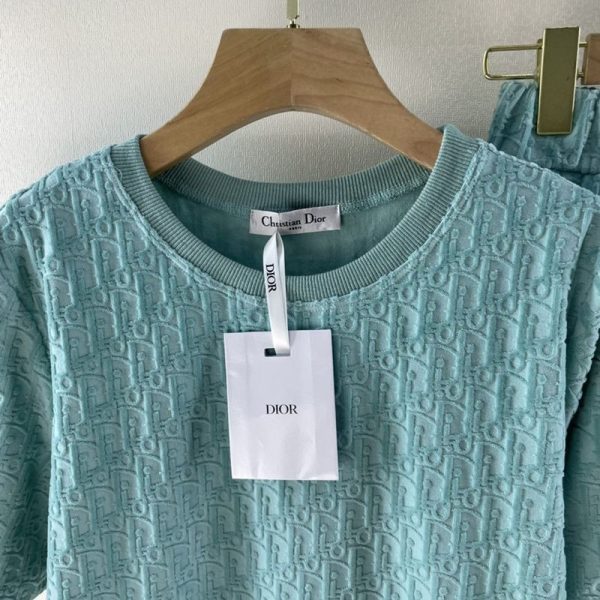 21-22AWディオール Tシャツ 偽物 オブリーク ラウンドネック テリーコットン 上下セット dei74877 - 画像 (2)