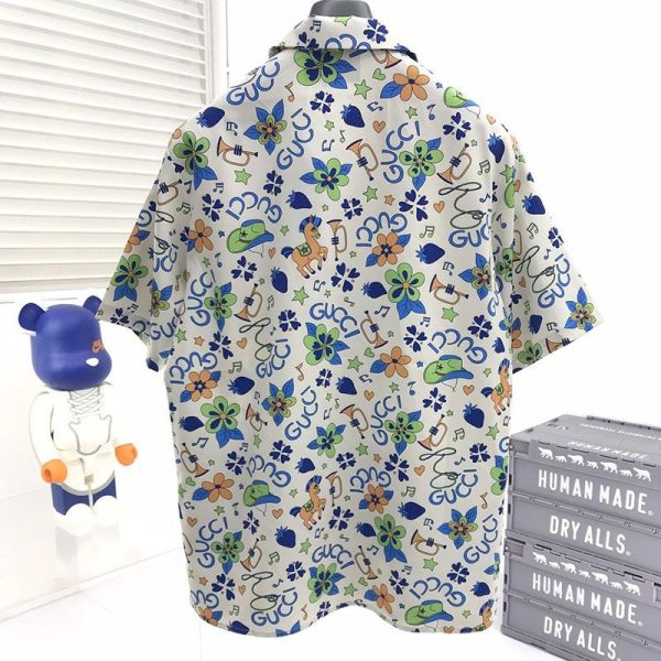 日本未入荷グッチ ジオメトリック プリント ボウリングシャツ 偽物 上下セット gus96467 - 画像 (2)