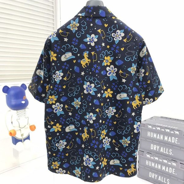 【日本未発売】グッチ ジオメトリック プリント ボウリングシャツ 偽物 上下セット gur57279 - 画像 (2)