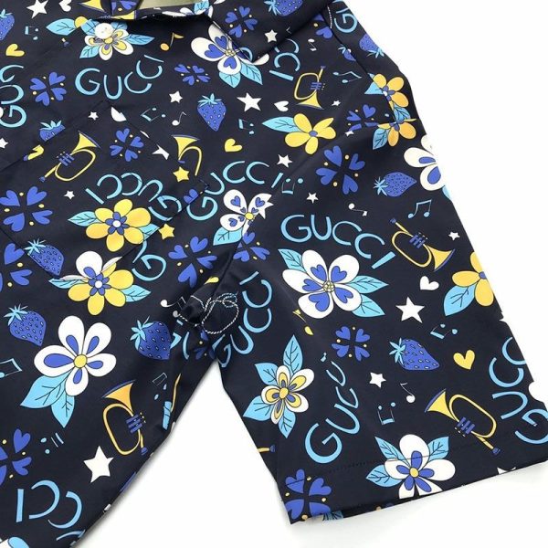 【日本未発売】グッチ ジオメトリック プリント ボウリングシャツ 偽物 上下セット gur57279 - 画像 (4)