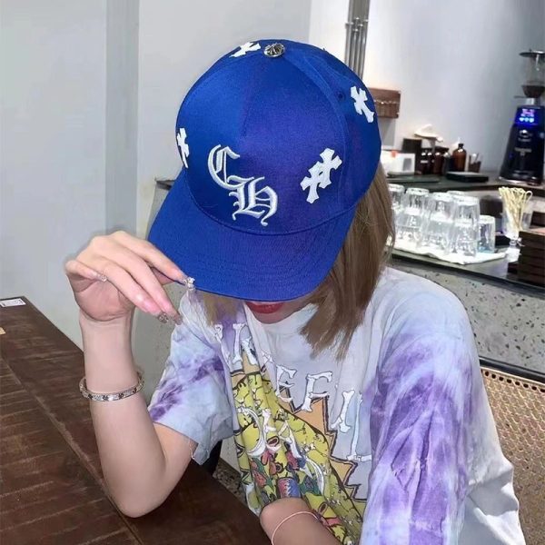 一目惚れ♪クロムハーツ 偽物 BLUE BASEBALL CAP WHITE CROSS PATCH キャップ Kus73197 - 画像 (7)