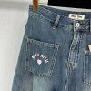 人気 ミュウミュウ コピー ロゴ刺繍 デニム ジーンズ myl45291 - 画像 (2)