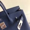 ご褒美に★エルメス バーキン25/30/35 コピー ブルーニュイ トゴ ハンドバッグ シルバー金具 erz03204 - 画像 (4)