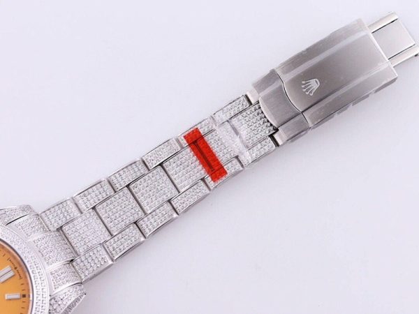 【限定カラー】 ロレックス 時計 スーパーコピー オイスターパーペチュアル 41  オレンジ系 全面ダイヤ メンズ roz15094 - 画像 (7)