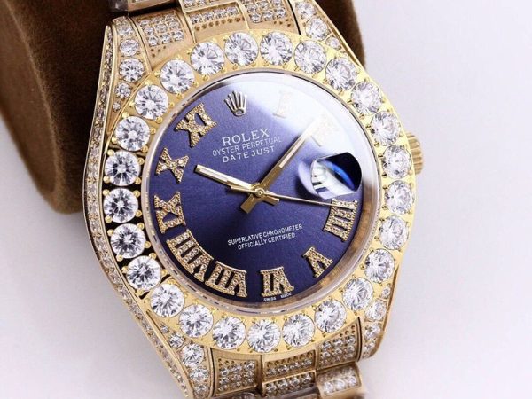 人気No1 ロレックス コピー 腕時計 デイトジャスト 41mm  パープル メンズ 全面ダイヤ  roq92710 - 画像 (3)