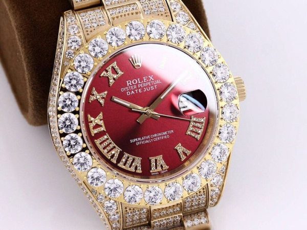 関税負担なしロレックス  時計 コピー デイトジャスト 41mm メンズ レッド 全面ダイヤド  roe47613 - 画像 (3)