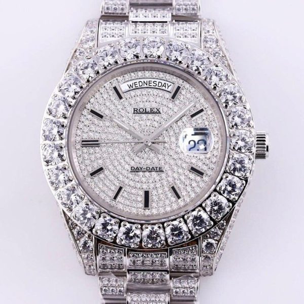 完売必至 ロレックス 時計 コピー デイデイト 39MM メンズ シルバー 全面ダイヤ  roj83110 - 画像 (4)