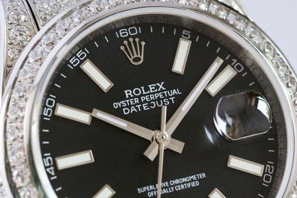 [送料無料] ロレックス 腕時計 偽物 デイトジャスト 41MM ブラック メンズ 全面ダイヤ rob06182 - 画像 (4)