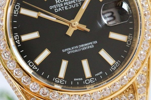 送料込 ロレックス 時計 コピー デイトジャスト 41MM ブラック ダイヤモンドベゼル 18K rog91576 - 画像 (5)