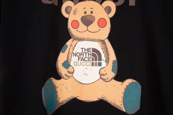 送料込 グッチ×ノースフェイス テディベア コピー コラボ★スペシャルロゴTシャツ Nov74493 - 画像 (6)