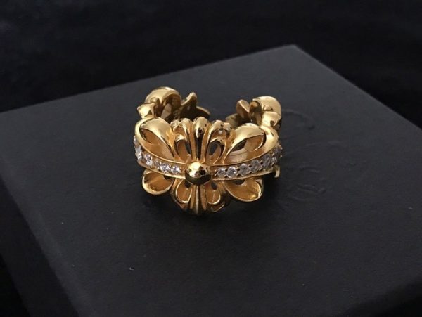 クロムハーツ フローラル 22kGold ダイアモンド ゴールド リング 偽物 Kul99750 - 画像 (3)