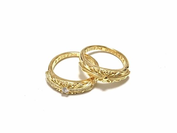 定番クロムハーツ フローラル 22kGold ダイアモンド ゴールド リング 偽物 コピー Kue61439 - 画像 (2)