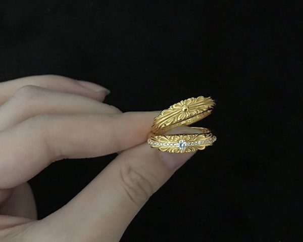 定番クロムハーツ フローラル 22kGold ダイアモンド ゴールド リング 偽物 コピー Kue61439 - 画像 (7)