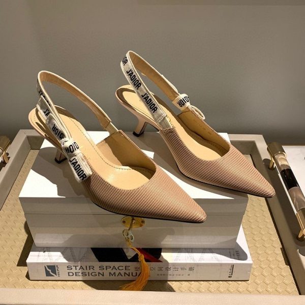 《大人気》ジャディオール スリングバックパンプス 偽物★ヒール6.5cm ブラウン テクニカルファブリック dep24544 - 画像 (2)