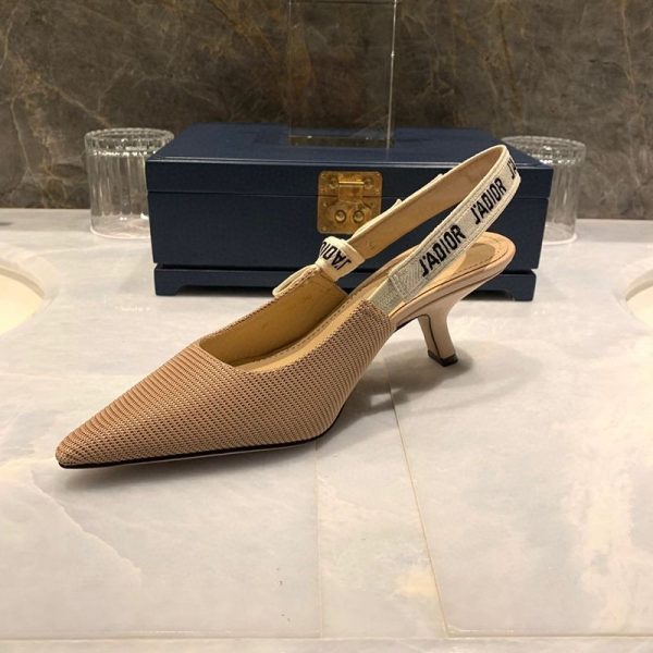《大人気》ジャディオール スリングバックパンプス 偽物★ヒール6.5cm ブラウン テクニカルファブリック dep24544 - 画像 (7)