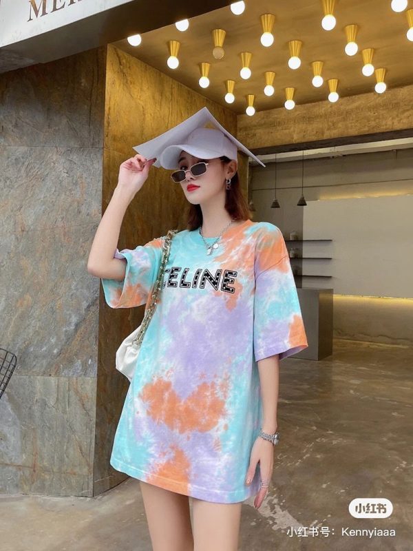 2021SS セリーヌ コピー スタッズ付き セリーヌロゴ ルーズTシャツ 2X687957M - 画像 (8)