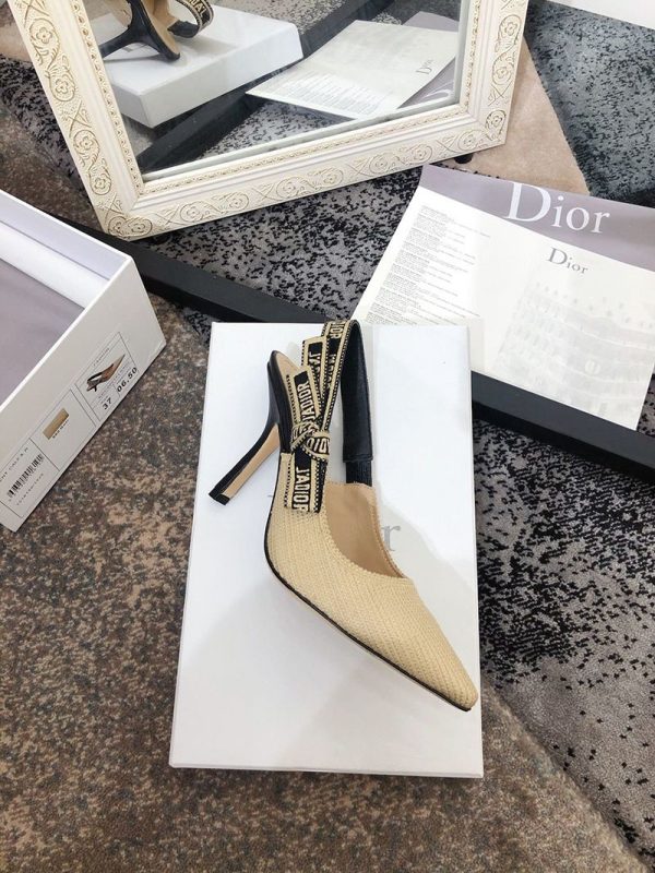 人気No1ジャディオール スリングバックパンプス スーパーコピー★ヒール9.5cm ベージュ テクニカルファブリック deu85026 - 画像 (7)