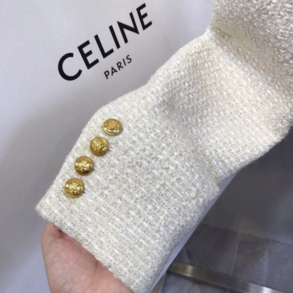日本未入荷 21SS 新作 セリーヌ ハンタージャケット偽物 ツイード ボタン Cec74247 - 画像 (6)