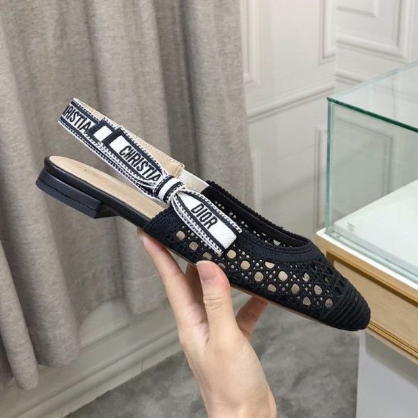 人気No1ディオール＆モア スリングバック 偽物 バレエフラットシューズ★ブラック カナージュ エンブロイダリーメッシュ dem36026 - 画像 (3)
