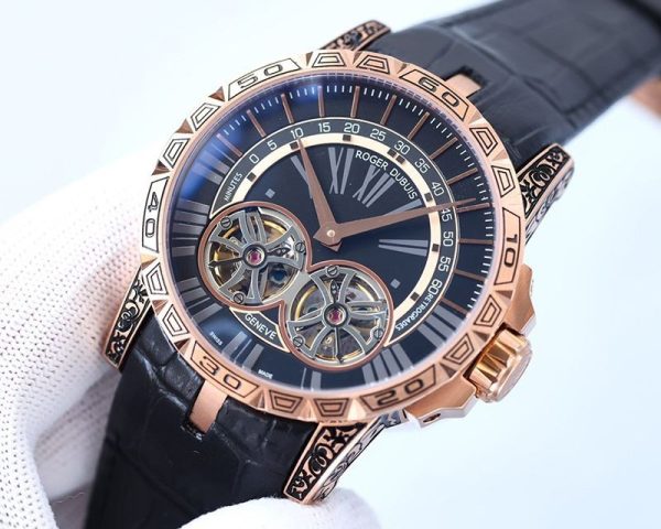 日本未入荷ロジェデュブイ エクスカリバー ダブルトゥールビヨン 偽物 45.0mm 2色 roy60166 - 画像 (4)