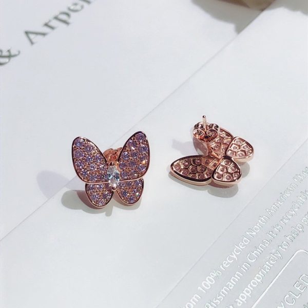 21AW新作 【ヴァンクリーフ&アーペル】ドゥ パピヨン ピアス 偽物 蝶 ローズゴールド vac61270 - 画像 (6)