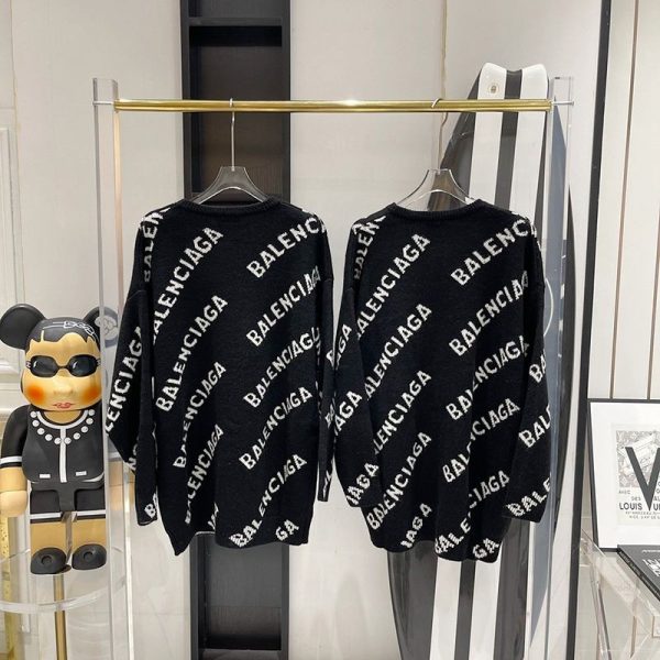 完売必至バレンシアガ スーパーコピー Allover Logo セーター ニットウェア ブラック baf75877 - 画像 (7)