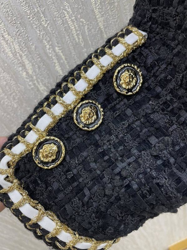 大人気！☆シャネル☆ 上品♪ RECAP ツイードダブルコート/ブラック shs43689 - 画像 (4)