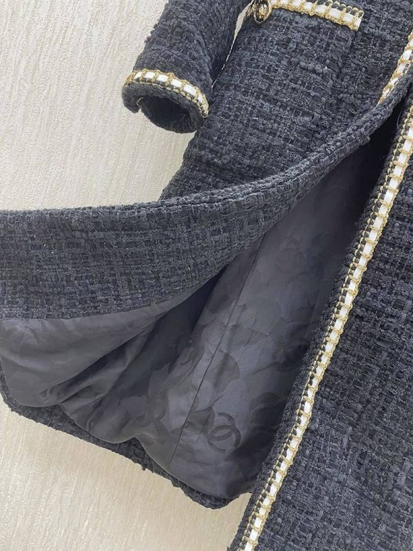 大人気！☆シャネル☆ 上品♪ RECAP ツイードダブルコート/ブラック shs43689 - 画像 (6)